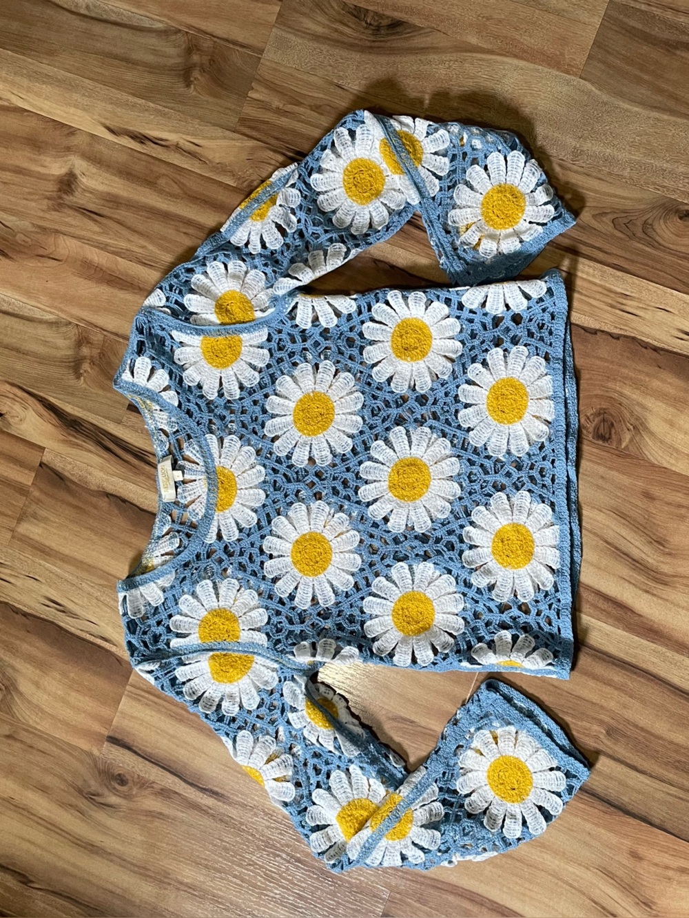 Rebellion Again Daisy Granny Square Crochet Boho Festival Sweater